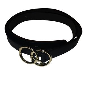 Elegant Black Belt with Gold Buckle
